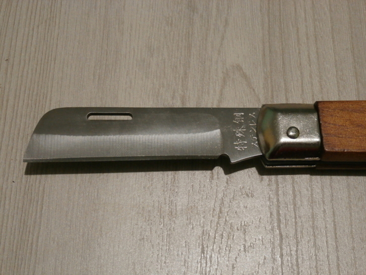 Нож складной Hufeng прямое лезвие деревянная рукоять 20 см, фото №3