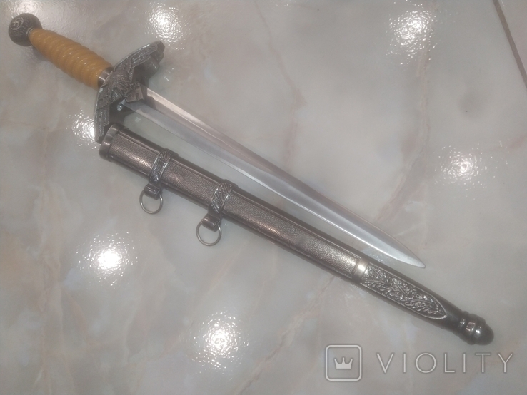 Кортик Люфтваффе 2 тип Нож с ножнами 41 см Дубовые Листья нарядный лезвие гравировк, фото №3