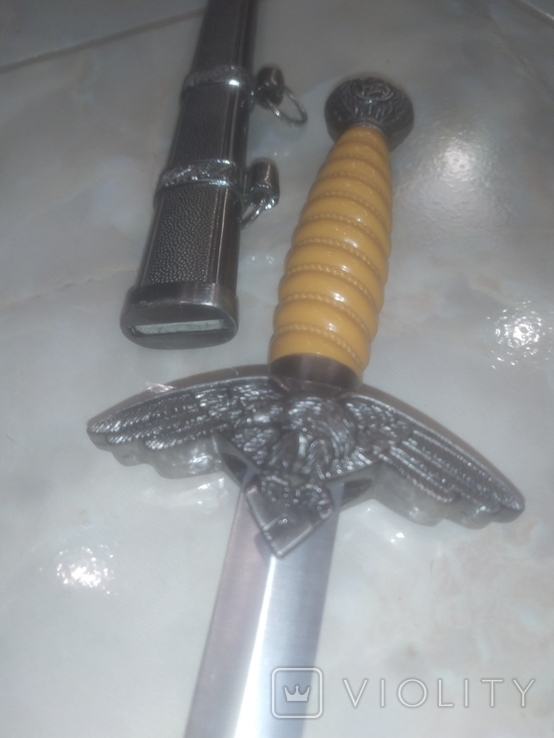 Кортик Люфтваффе 2 тип Нож с ножнами 41 см Дубовые Листья нарядный лезвие гравировк, фото №4