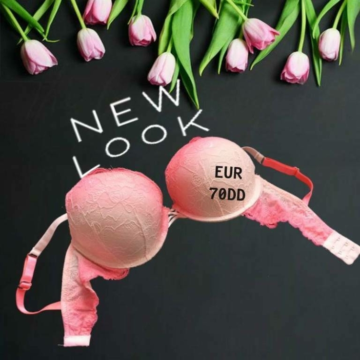 New Look EUR 70DD Бюстгальтер пуш ап поролон косточка омбре розово бежевый, фото №2