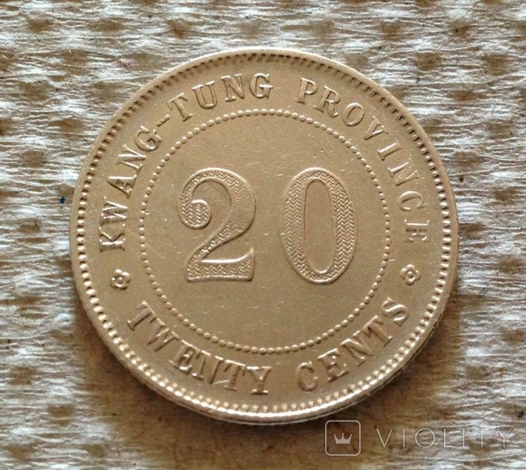 20 центов, 1918 г КВАНГ-ТУНГ, Китай, серебро, фото №3