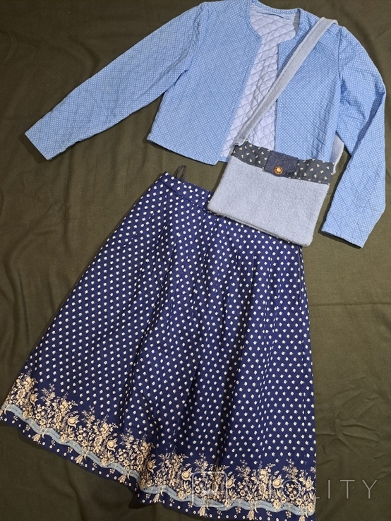 Комплект альпийский индпошив ( юбка, стёганый жакет, сумка шерсть), фото №2