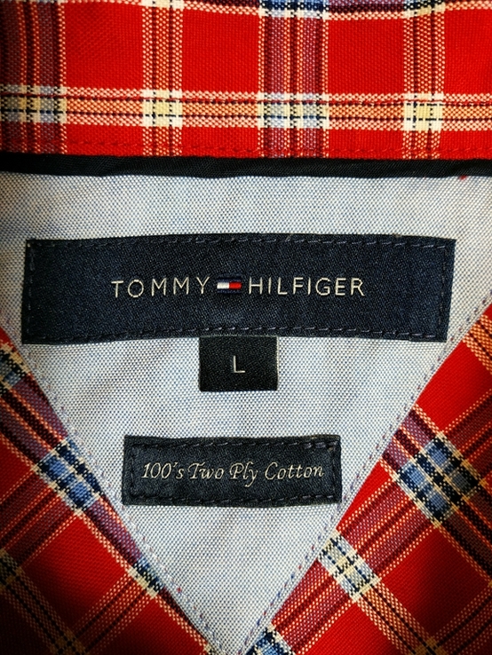 Сорочка чоловіча. Шведка червона клітка TOMMY HILFIGER коттон p-p L, numer zdjęcia 7