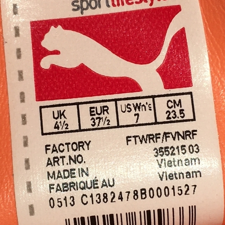 Кроссовки женские Пума Puma размер евро 37.5 Made in Vietnam сделано во Вьетнаме, photo number 13