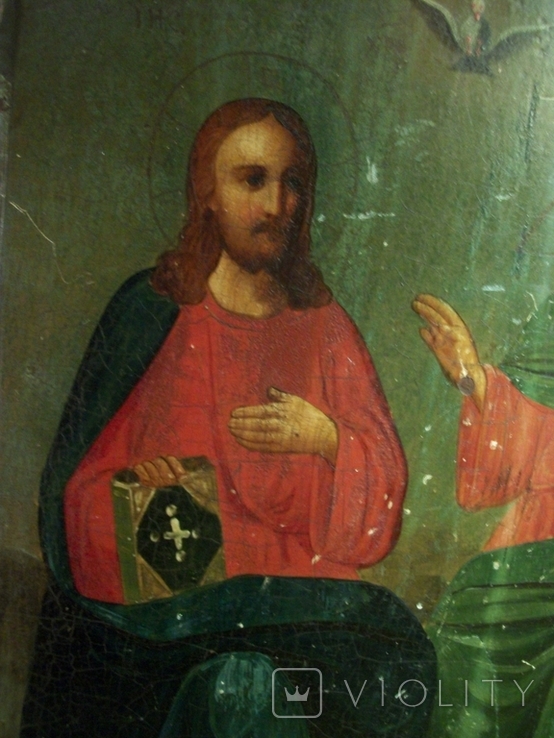 3Д41 Икона Святая Троица, письмо, дерево. Размер 21*29 см, толщина 1,7 см, фото №5