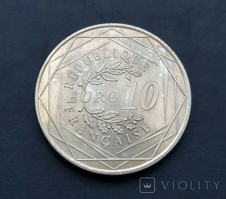 Серебряные 10 евро 2013 г, Франция (10,88 г.; 0.500), Tyrannosaurus Rex, фото №3