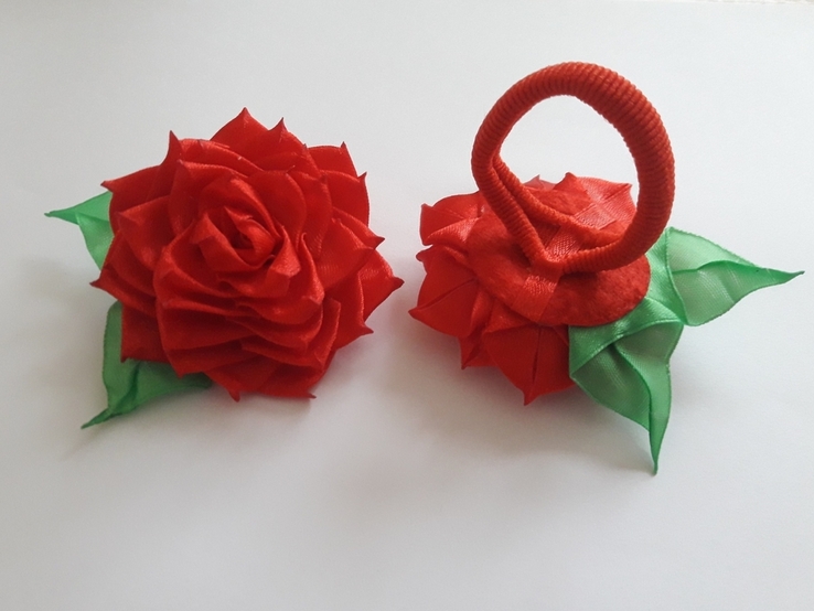 Резиночки для волос к красными розами, фото №3