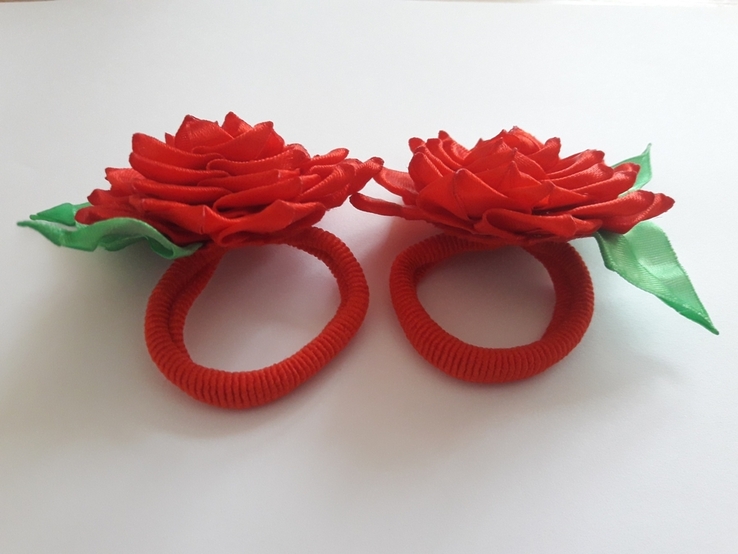 Резиночки для волос к красными розами, фото №5