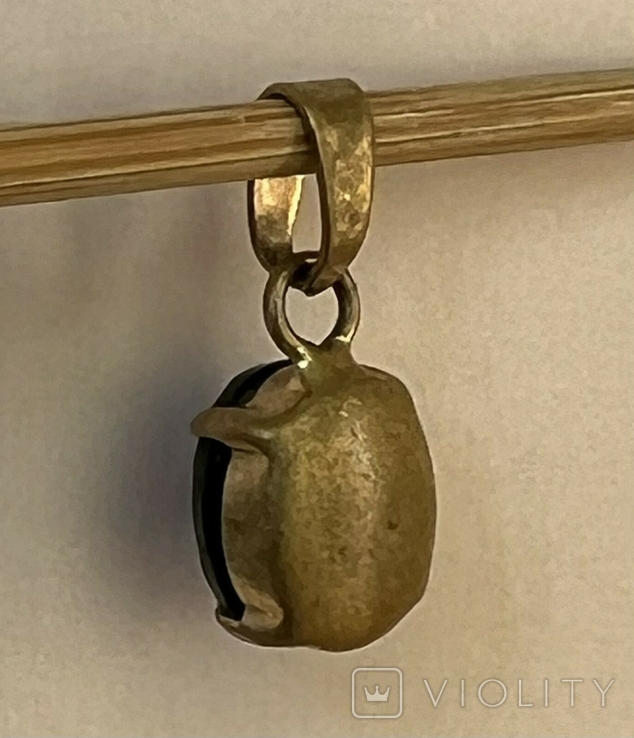 Кулон позолоченный с черным камнем. СССР, фото №5