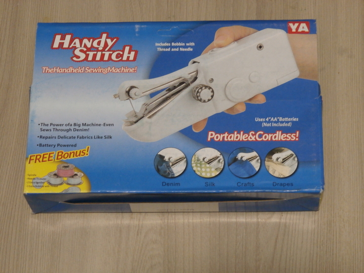 Швейна дорожня електро машинка Handy Stitch,ручна кишенькова,працює від 4 батерейок АА, фото №3