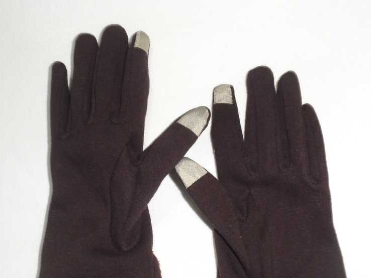 Рукавиці жіночі трикотажні коричневі, фото №5