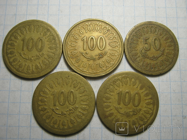 Монети Тунісу 5 шт., фото №2