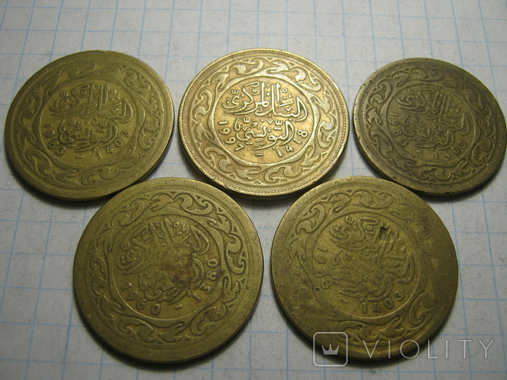 Монети Тунісу 5 шт., фото №5