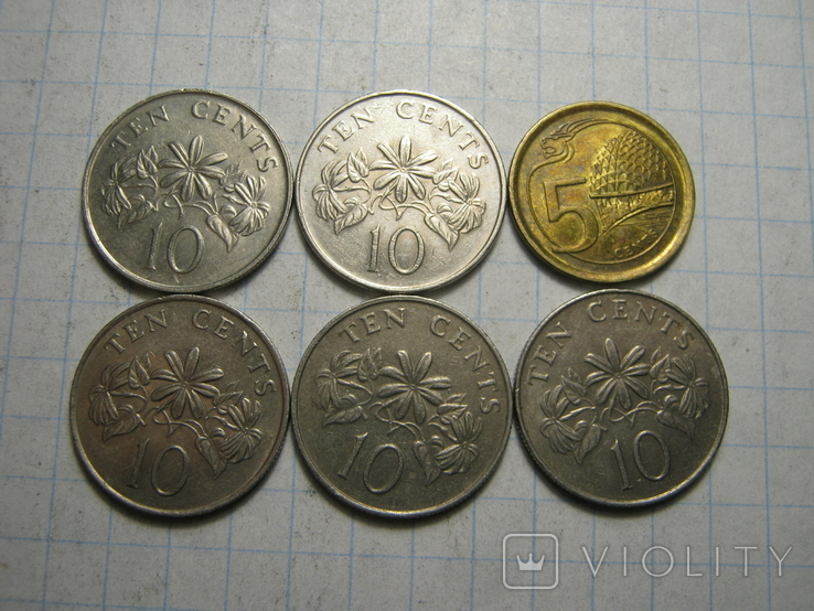 Монети Сінгапура 6 шт., фото №2