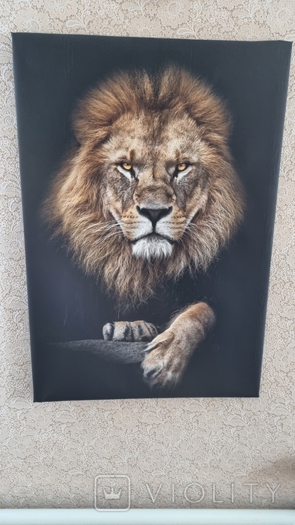 Картина лев печать на холсте размер 45/66 см., фото №8