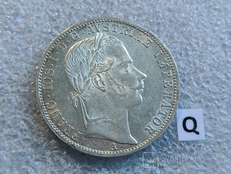 Серебро Австро - Венгрии 1 Флорин А 1861 (Q), фото №2