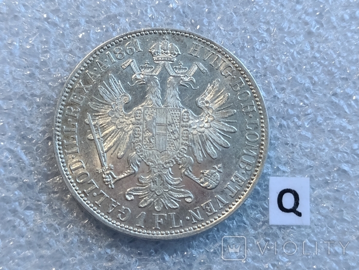 Серебро Австро - Венгрии 1 Флорин А 1861 (Q), фото №6
