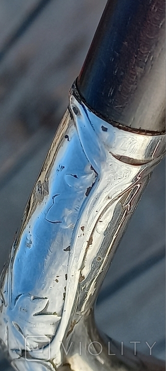 Тростина довжиною 90 см, срібляста ручка, Франція, стиль модерн, фото №13