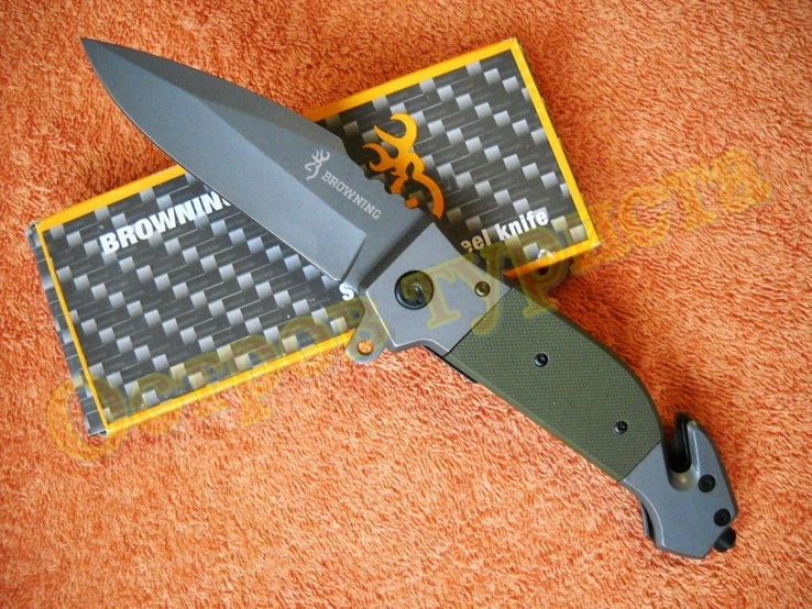 Складной тактический нож Browning Tactic Хаки G10 стропорез бита 23см, photo number 2