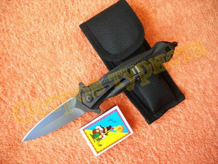 Нож выкидной Black Pike бита клипса с чехлом, фото №2