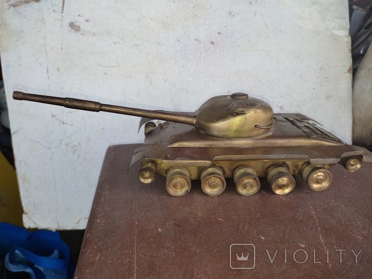 Винтаж. Модель танка из латуни. СССР .(ручная работа)., фото №2