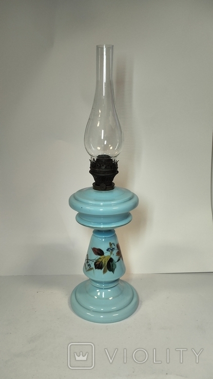 Старинная керосиновая лампа, роспись, фото №4