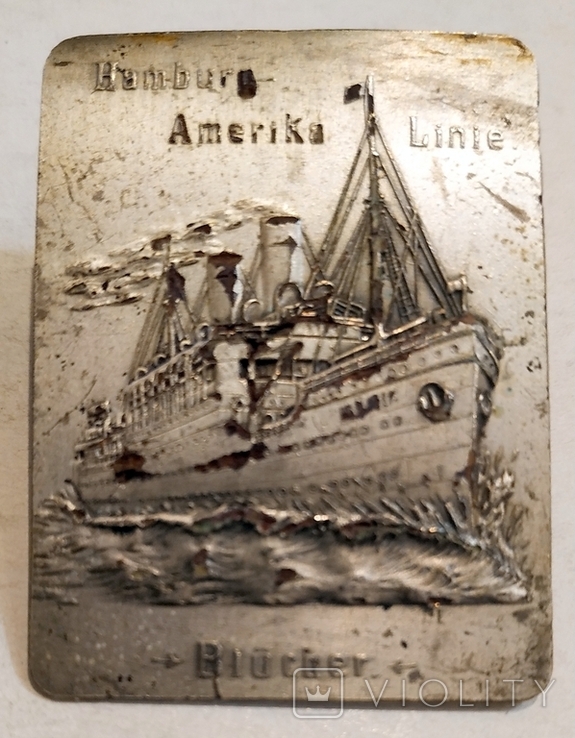 Корабель Блюхер. / S/S Blucher. Hamburg America Line. Жетон службовий члена команди., фото №3