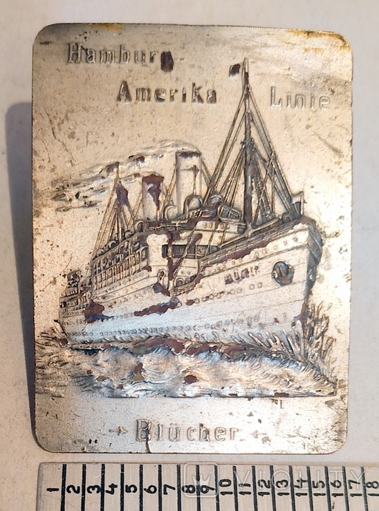 Корабель Блюхер. / S/S Blucher. Hamburg America Line. Жетон службовий члена команди., фото №10