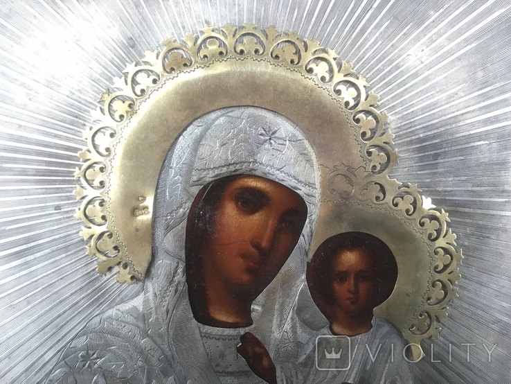 Икона Богородица Смоленская серебро, фото №7
