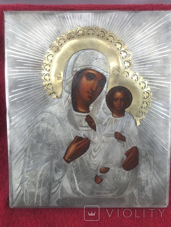 Икона Богородица Смоленская серебро, фото №2