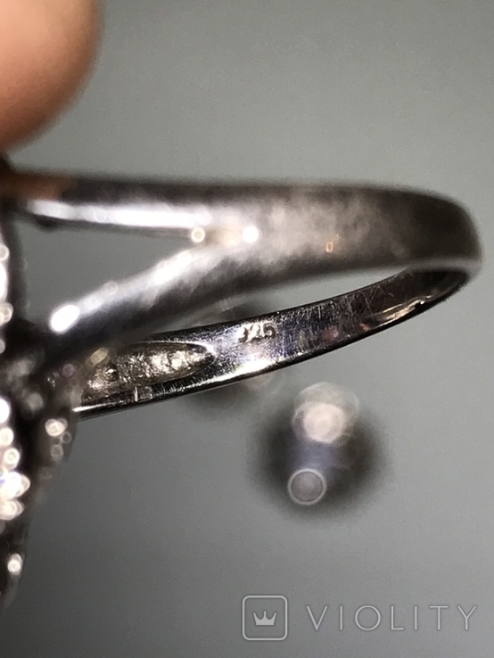 Сережки серебро 925 проба Шпинель с александритовым эффектом, в обрамлении белых сапфиров, фото №10