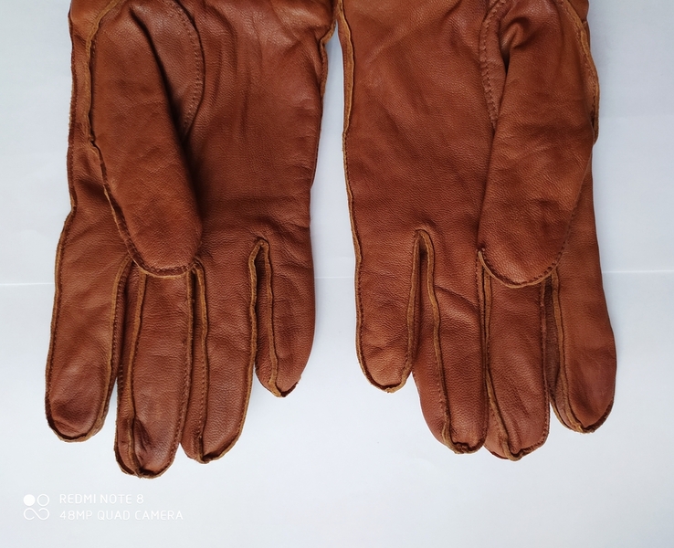 Оригинальные перчатки женские кожаные шерстяные фирмы Н.М. р.S/M, фото №4