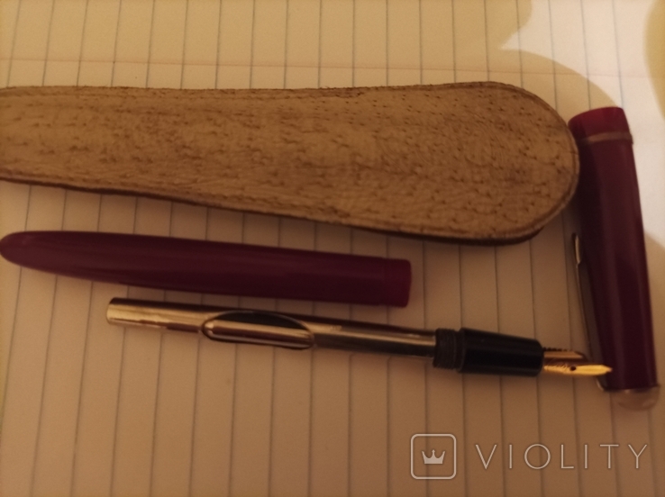 Перова ручка ,золоте перо,шкіряний футляр., фото №9