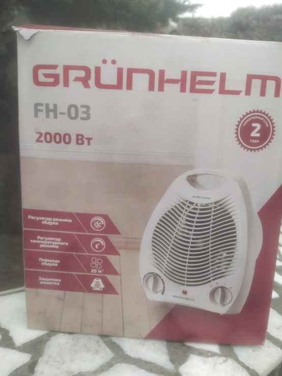 Тепловентилятор электрический Grunhelm Новый в родной упаковке, фото №3