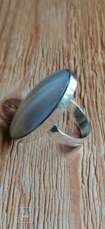 Кольцо серебрянное с агатом 17 р без клейма, фото №5