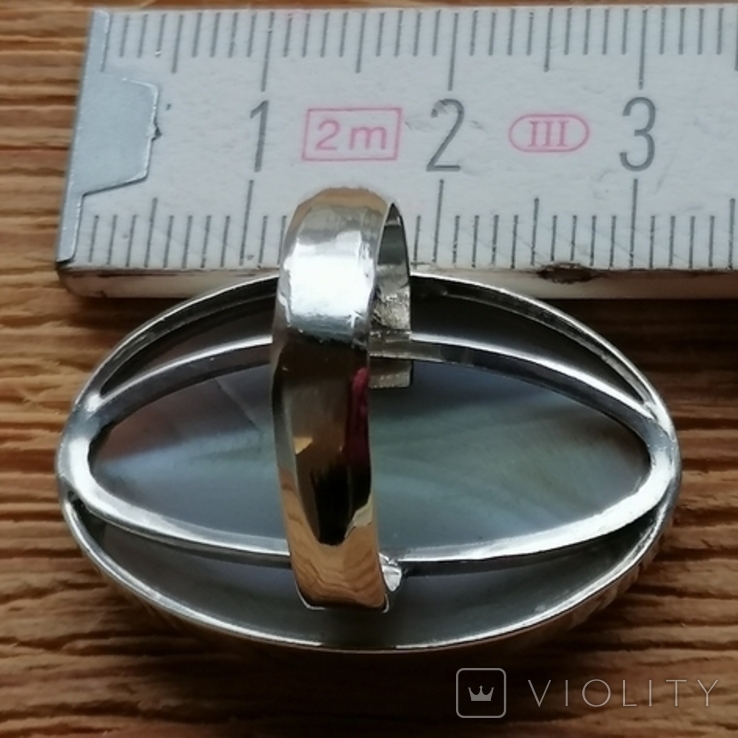 Кольцо серебрянное с агатом 17 р без клейма, фото №6