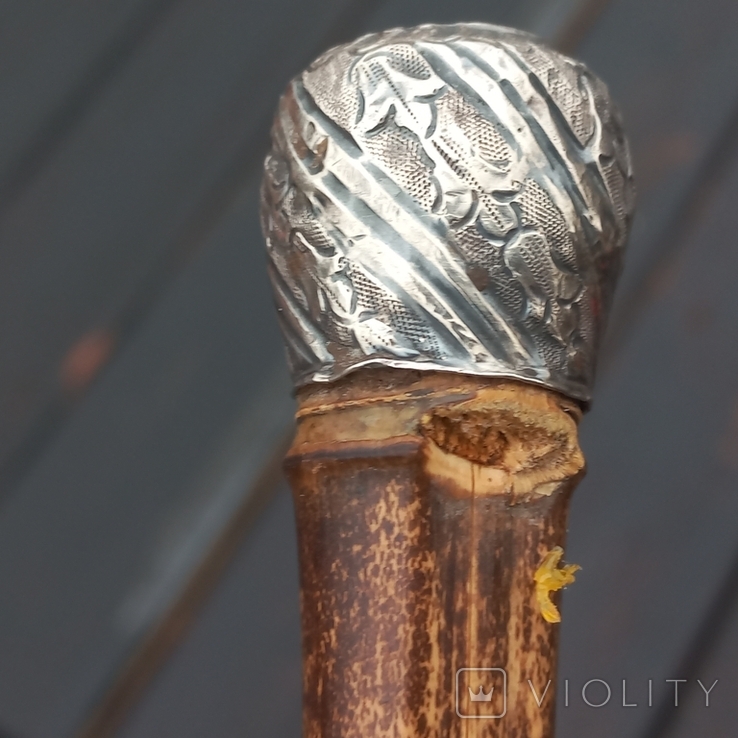 Очерет довжиною 93 см, шишечок - куля, срібло, бамбук, ймовірно Західна Європа, фото №8