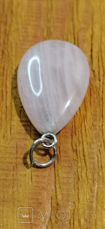 Кулон с розовым кварцем серебро без клейма, фото №4
