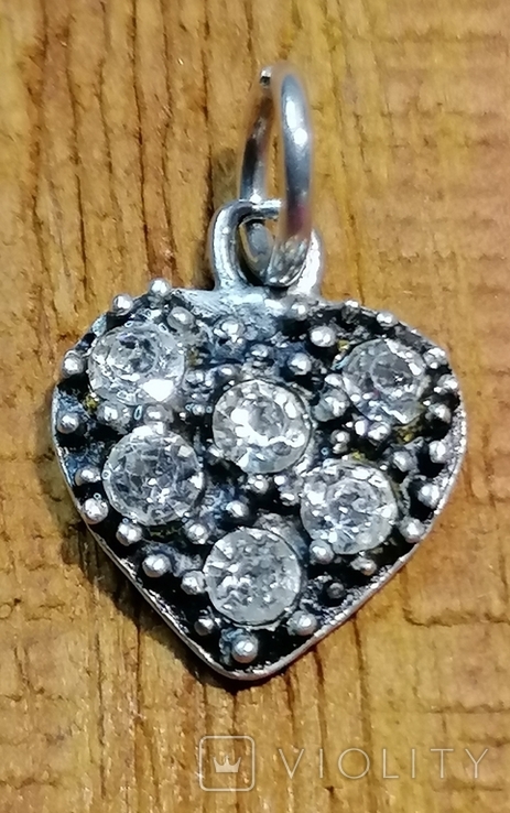 Кулон серебро в виде сердца, фото №2