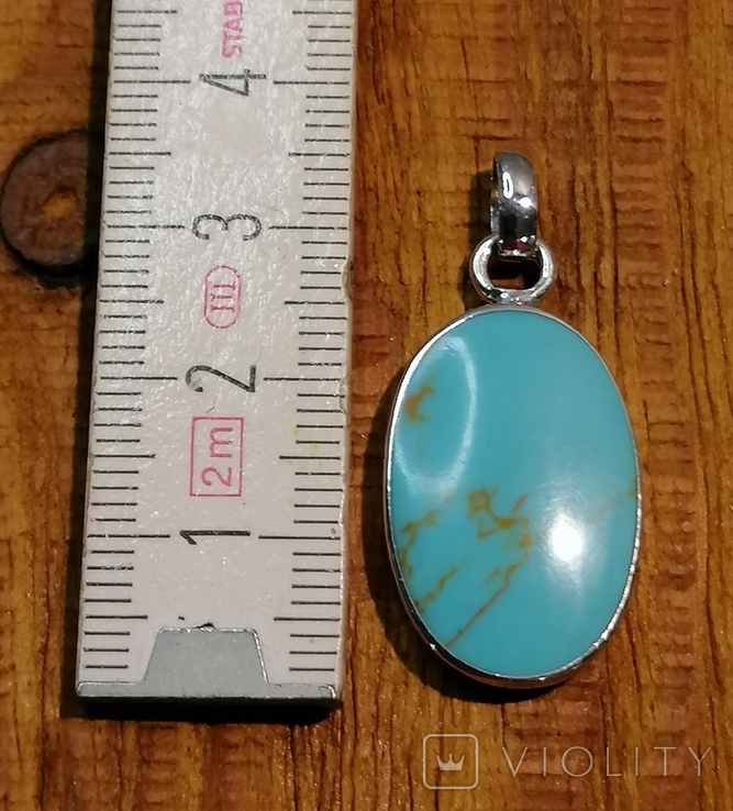 Кулон серебро с синим камнем, фото №9