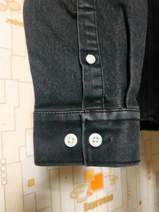 Потужна джинсова чоловіча сорочка RIVER ISLAND коттон стрейч p-p М, фото №6