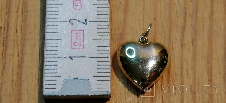 Кулон в виде сердца серебро позолота, фото №8