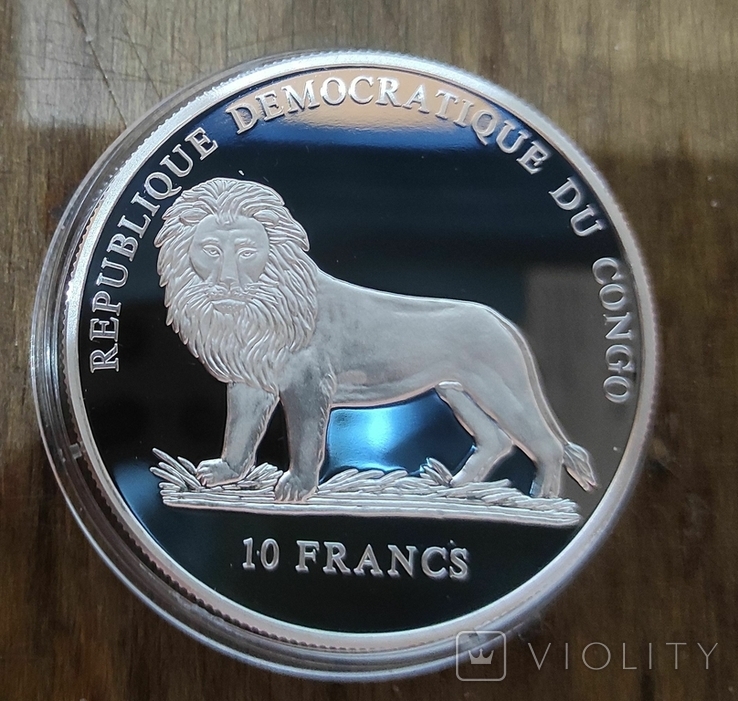  Конго 10 франков 2001 г. Серебро. Футбол, фото №3