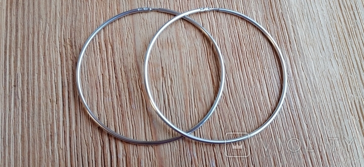 Серебряные серьги кольца большие 925 пробы, фото №2
