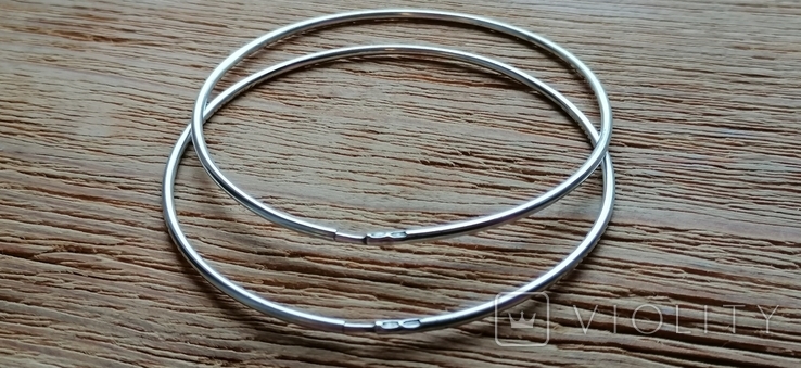 Серебряные серьги кольца большие 925 пробы, фото №4