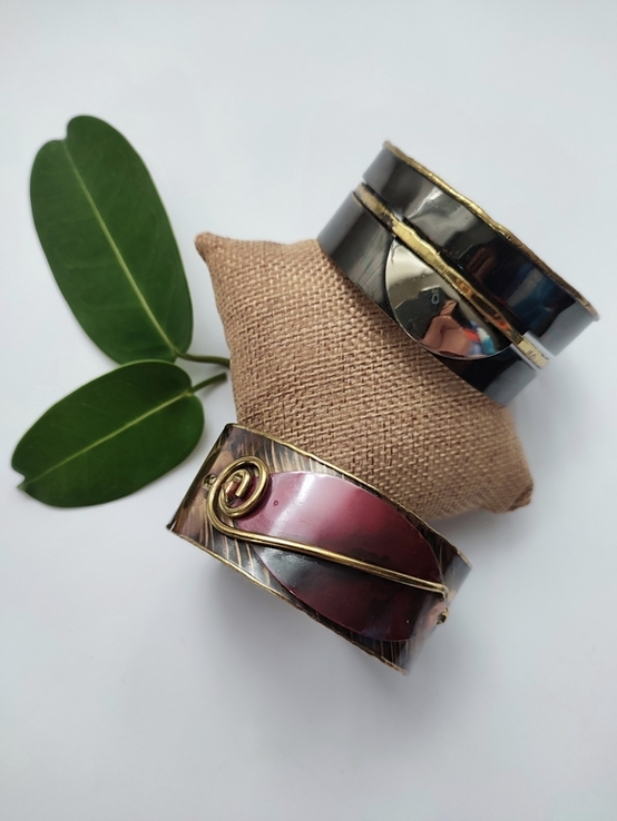 Оригінальні стильні бронзові браслети в стилі бохо арт-деко Італія, ручна робота бронза, фото №4