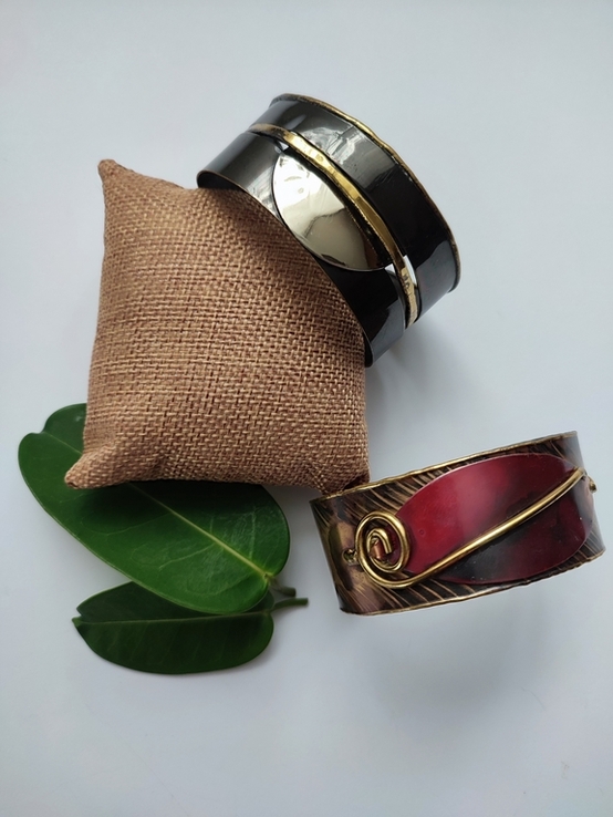 Оригінальні стильні бронзові браслети в стилі бохо арт-деко Італія, ручна робота бронза, фото №11