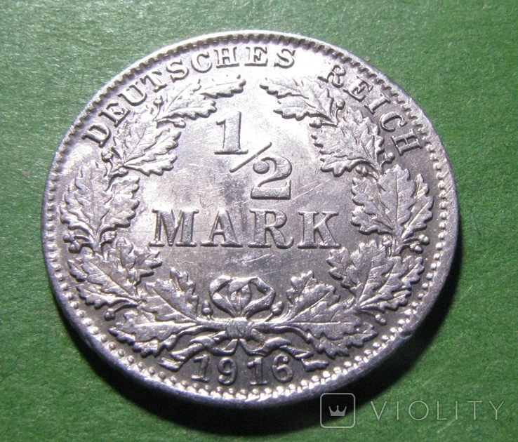 Німеччина -- 1/2 марки 1916, фото №2