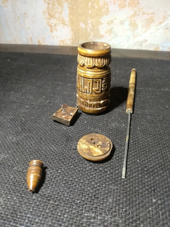 Старинное молитвенное колесо из кости Тибет 19в, фото №5