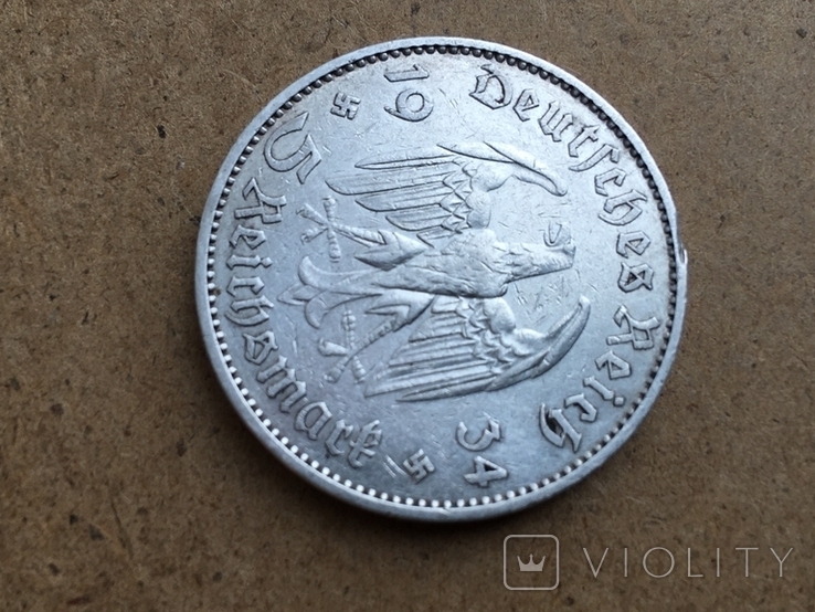 5 марок 1934 год серебро см. видео обзор, фото №5